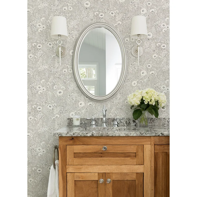 33' L x 20.5" W Wallpaper Roll Lark Manor Color: Light Gray