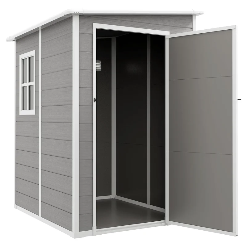 4x5ft Lockable Garden Storage Shed with Window and Vent Grey