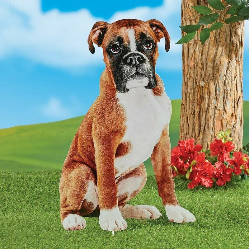 Realistic Boxer Dog Metal Shadow Silhouette Garden Stake