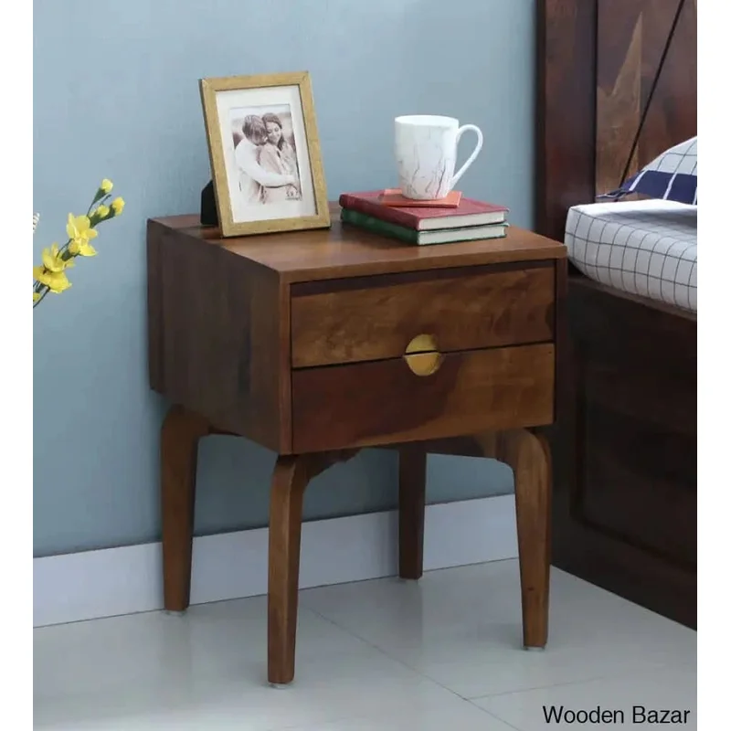 Ural Solid Wood Bedside Table in Provincial Teak Finish