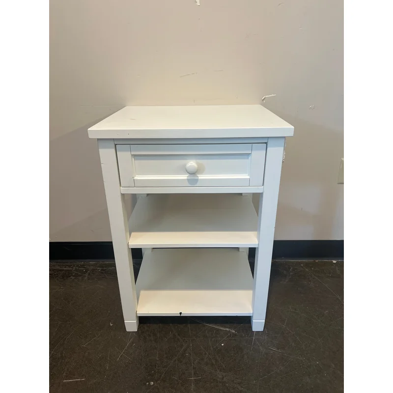 Williams-Sonoma White Side Table with Drawer and Shelves