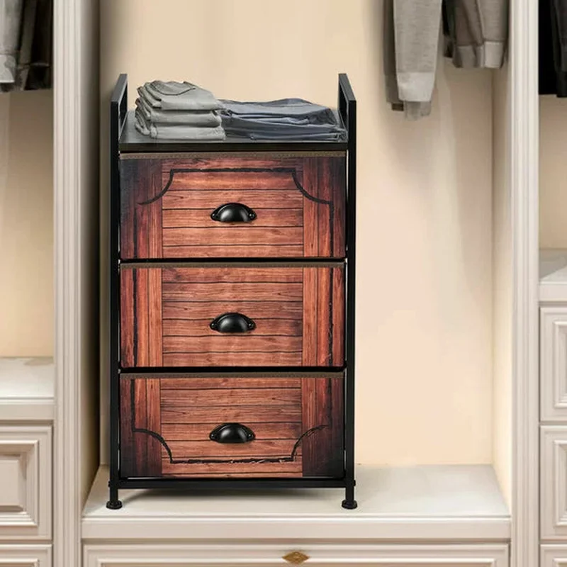 Albert 31'' Tall 3 - Drawer Metal Nightstand in Brown/Black