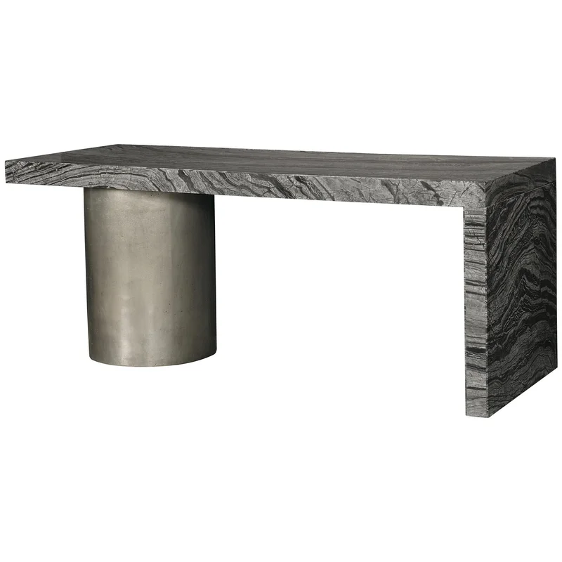 Bernhardt Linea Marble Top Desk in Textured Graphite