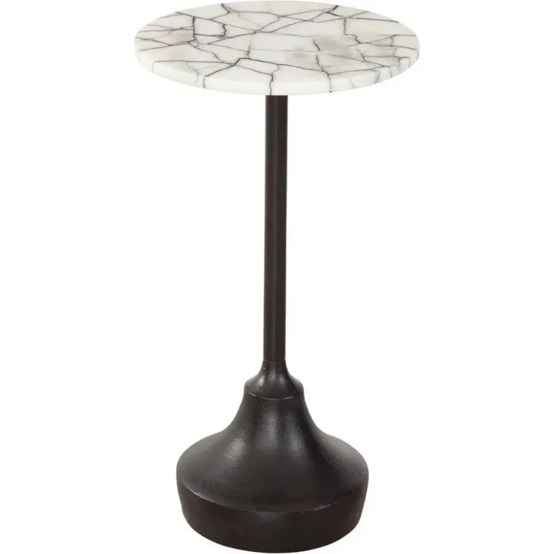 Talley Iron & Marble White Round Accent Table