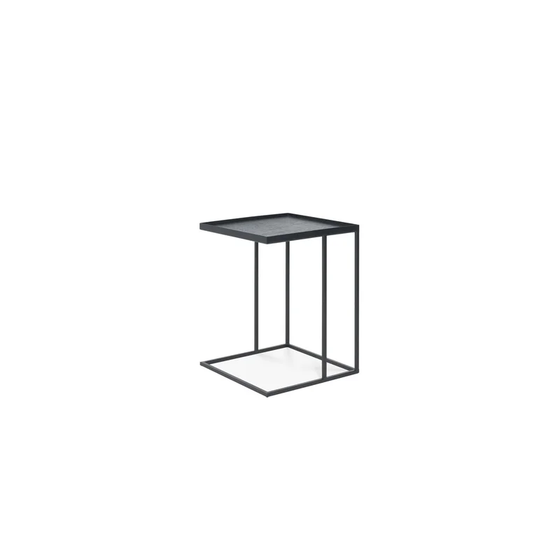Tray Side Table - Varnished Wood - Black - Square