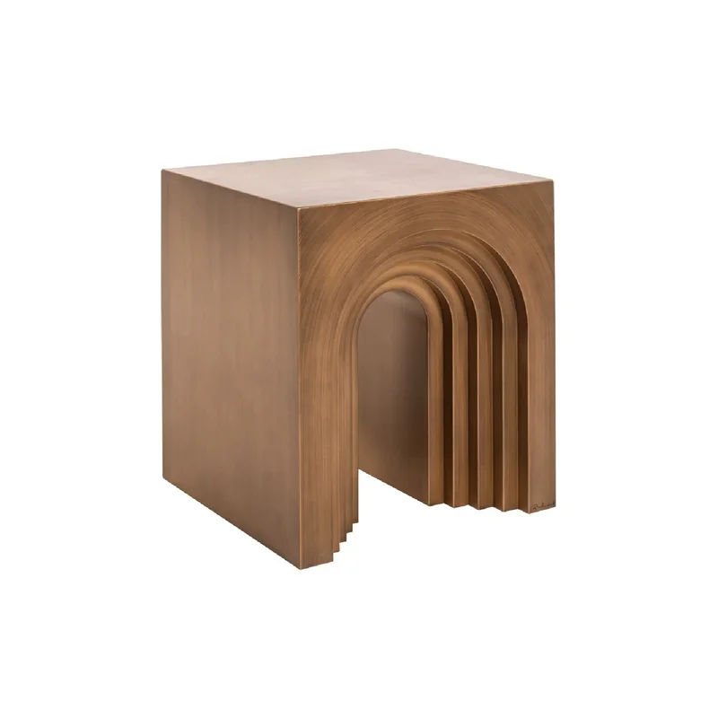 Arched Brushed Gold End Table | Richmond Interiors Vevey