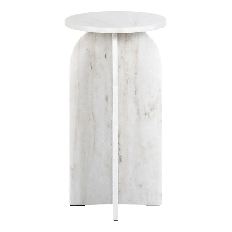 Beige Marble Round End Table | Richmond Interiors Luciano