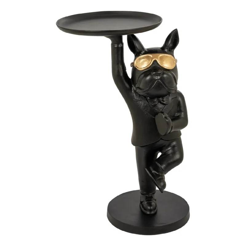 Dog Sculpture Black End Table | Richmond Interiors Bullie