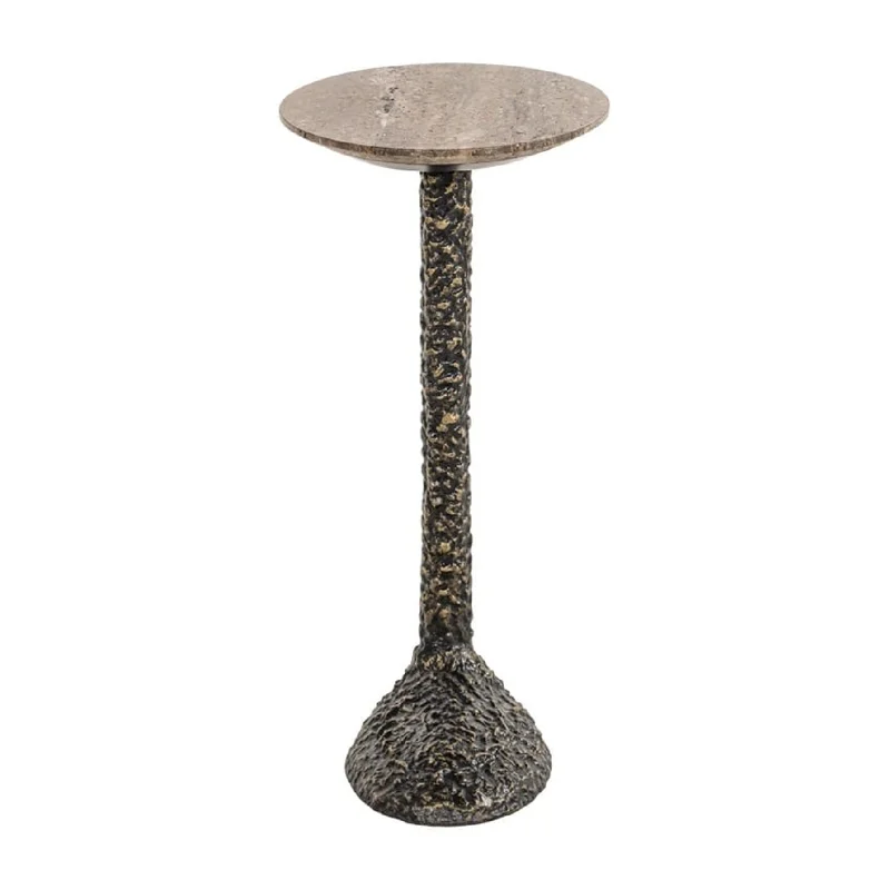 Oval Brown Travertine End Table | Richmond Interiors Arosa