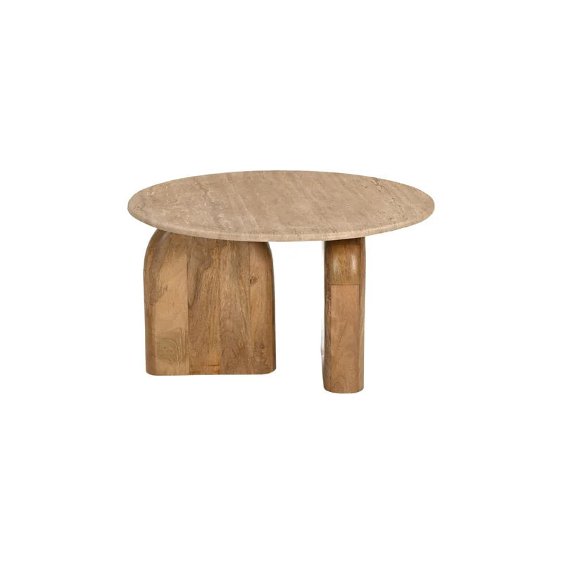 Round Travertine Marble End Table | OROA Modern Kellison