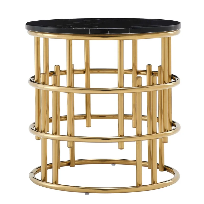 Talia Modern Style Marble End Table With Metal Base | Cosmos