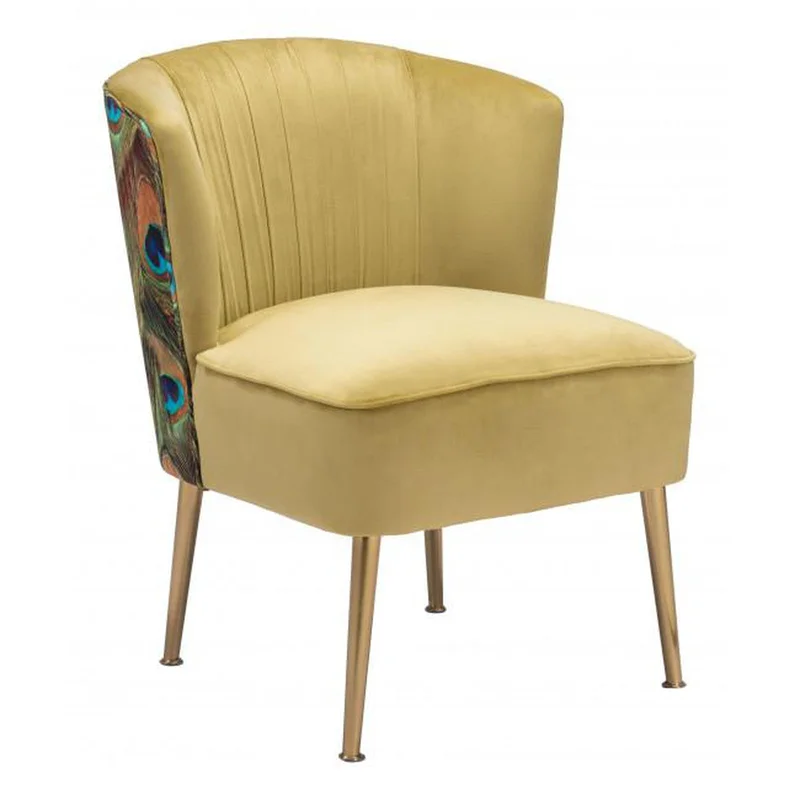 Zuo Tabitha Accent Chair Green Gold & Peacock Print | Zuo Modern