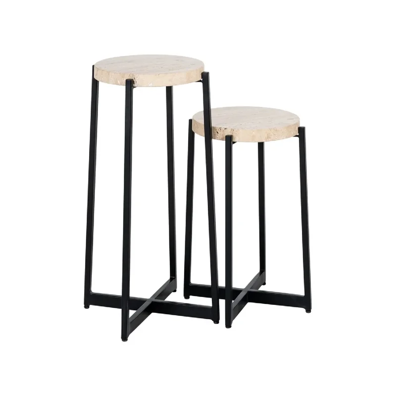 Beige Marble End Table Set (2) | Richmond Interiors Dillinger