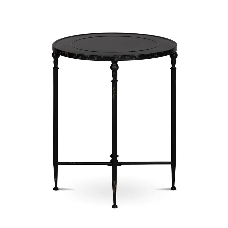 Park Hill Collection Antiqued Black Metal Round Side Table