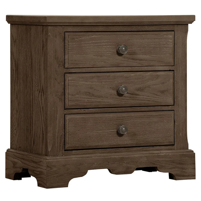 Vaughan-Bassett Heritage 3 Drawer Nightstand in Cobblestone Oak