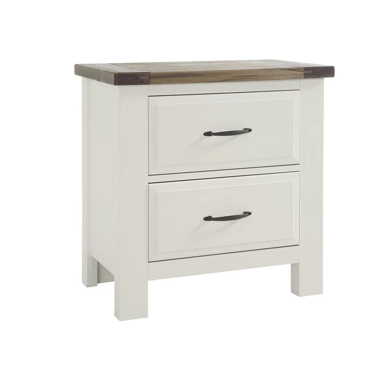 Vaughan-Bassett Maple Road Nightstand in Soft White/Natural Top