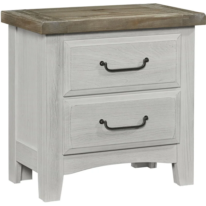 Vaughn-Bassett Sawmill 2 Drawer Nightstand in Alabaster Two Tone