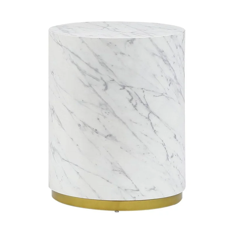 15.75inch Round Sidetable for Living Room Fully Assembled White