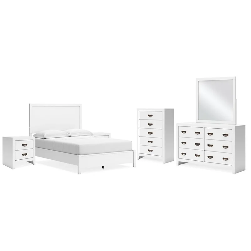 Binterglen Full Panel Bed with Mirrored Dresser Chest and 2 Nightstands