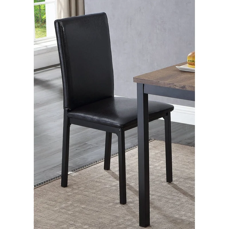 C-1025 Dining Chair Black Faux Leather Seat and Black Black Metal Legs