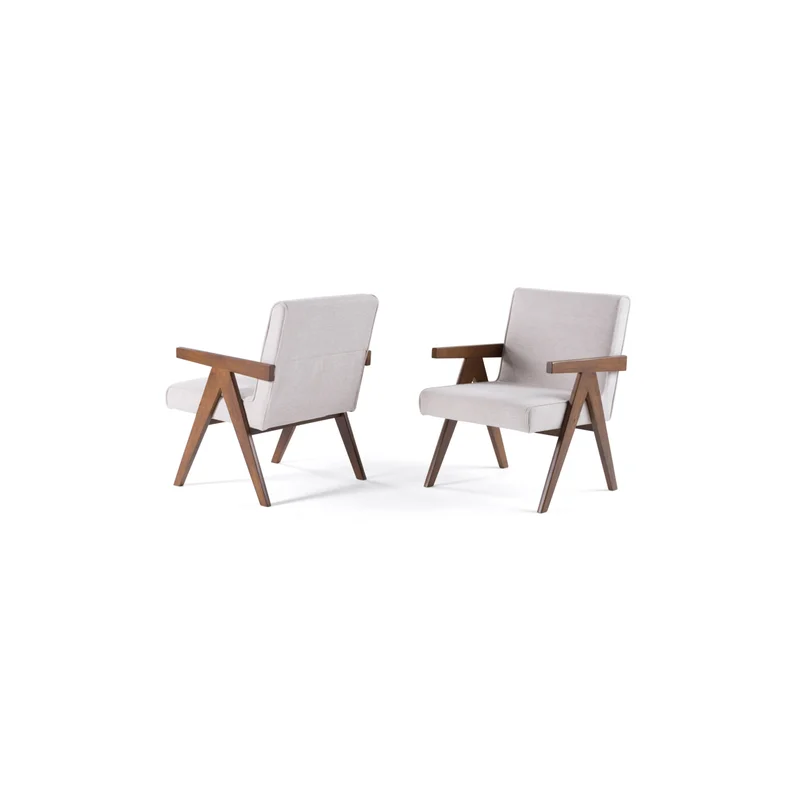 Walnut V-Leg Accent Chairs (2) | OROA Modern Joseline