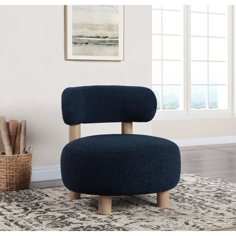 Zonie Blue Boucle Upholstered Barrel Back Accent Chair