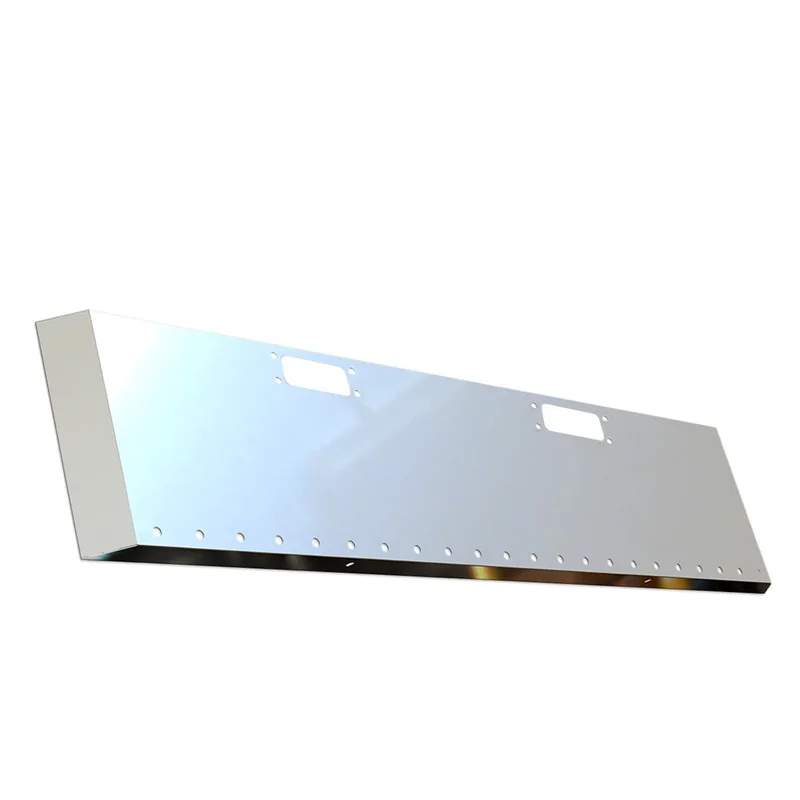 Peterbilt 359 1973-1987 Stainless Steel 20" Standard Mount Mitered End Bumper with Tow Hook and 3/4" Light Cutouts