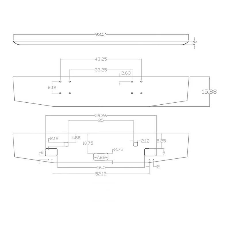 16" Tapered Bumper for International 9900ix 2000 and newer