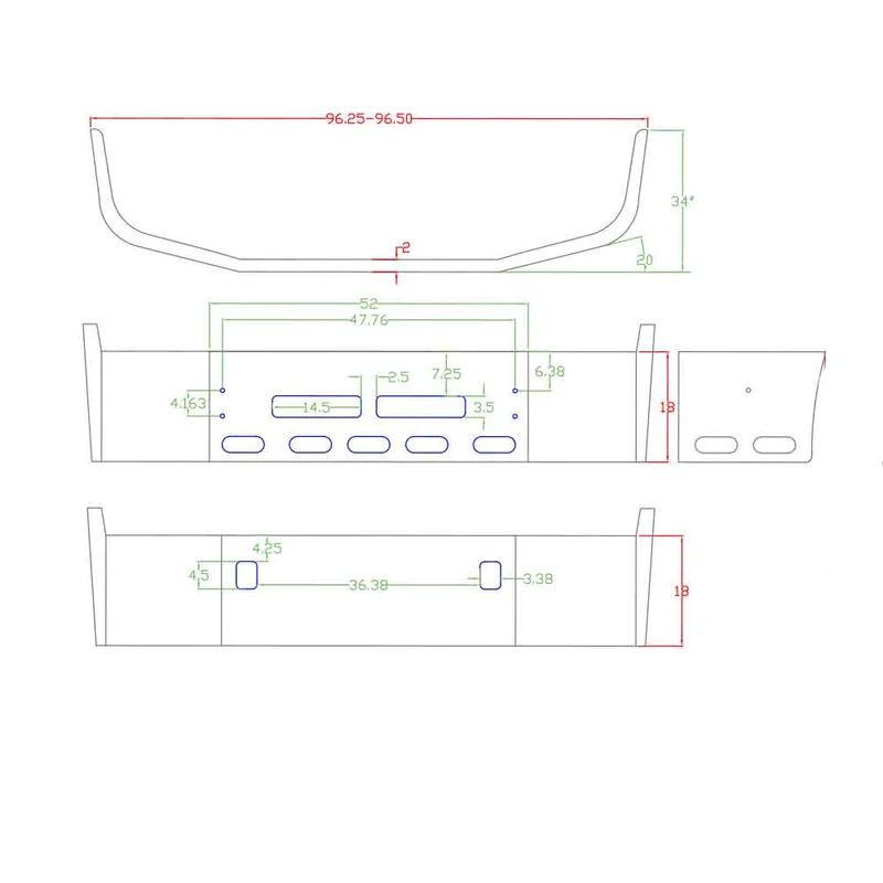 Volvo VNL 18" Set Back Chrome Bumper with 9 Oval Lights