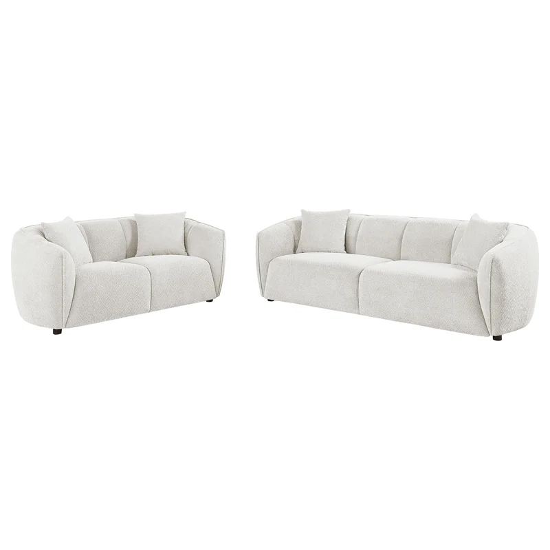 Aleisha 2-piece Fabroc Upholstered Sofa Set Sand