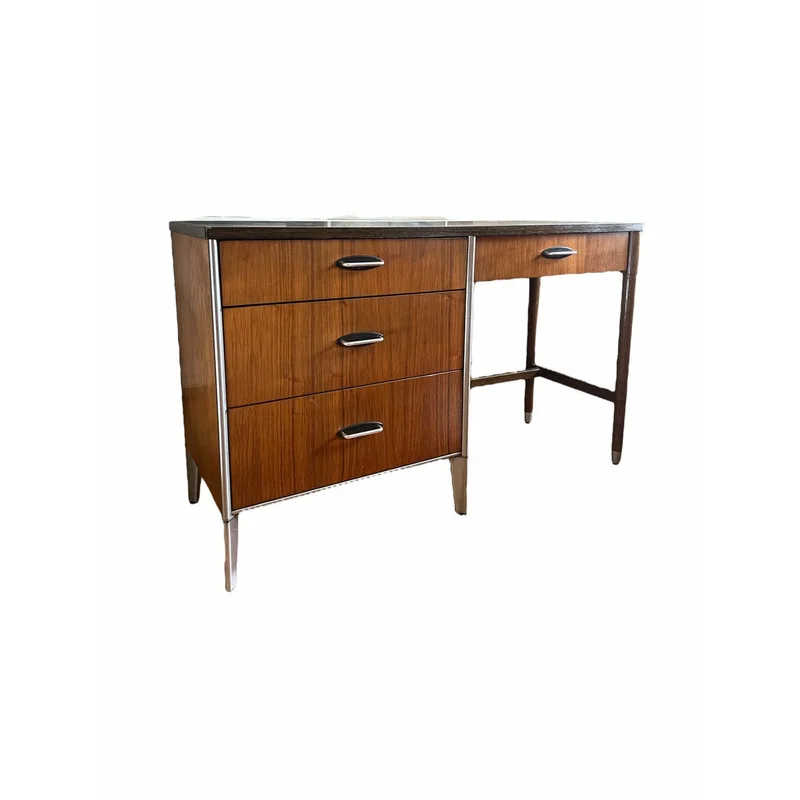 Vintage Raymond Loewy Mid Century Modern Industrial walnut Aluminum writing Desk (Available by Online Purchase Only)