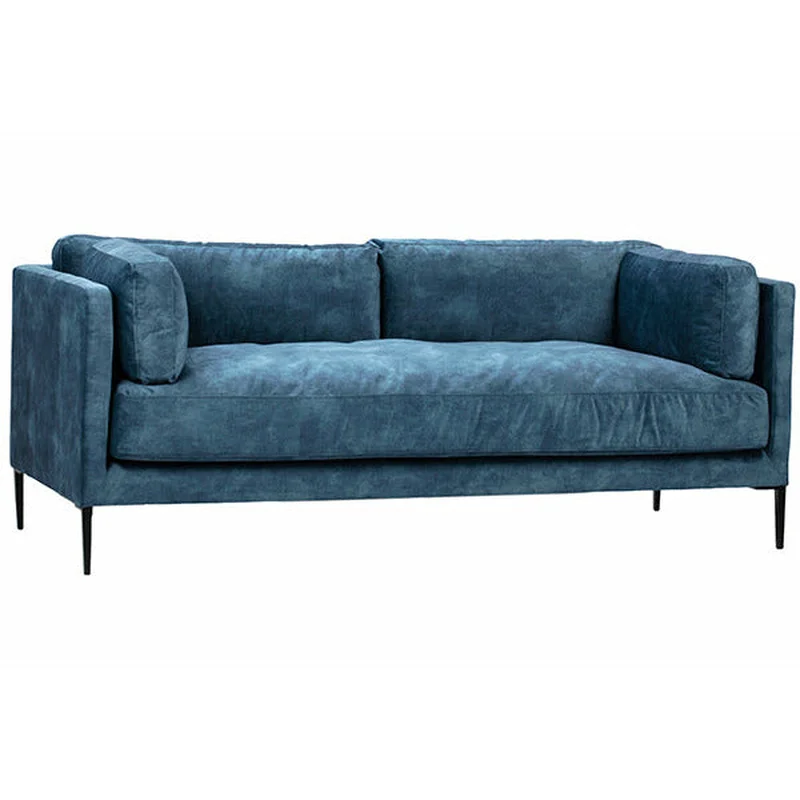 Brand New Modern Sofa/ Couch in Denim Blue Velvet Upholstery Solid Wood Frame (Available by Online Purchase Only)