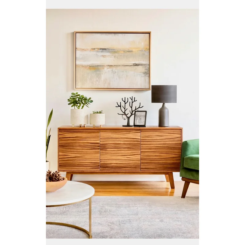 Mid Century Modern Style Credenza 3 Door TV Cabinet