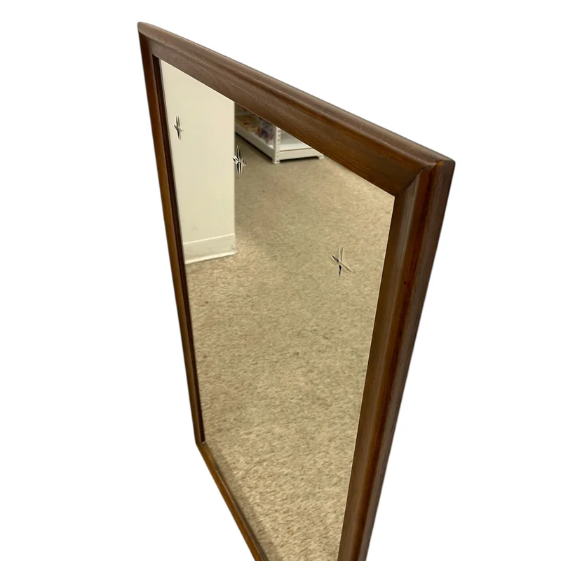 Vintage Mid Century Modern Mirror from Broyhill Saga Collection - Star Etched Pattern