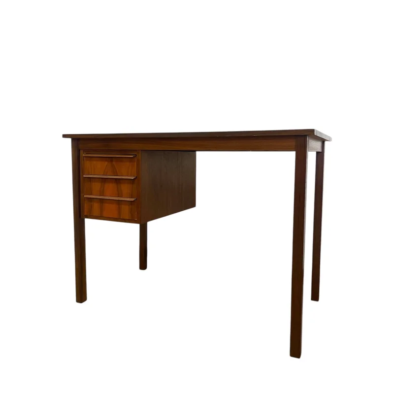 Vintage Mid-Century Modern Teak Desk with Sculpted Handles and Dovetailed Drawers Made in Denmark ( Available by online purchase only )
