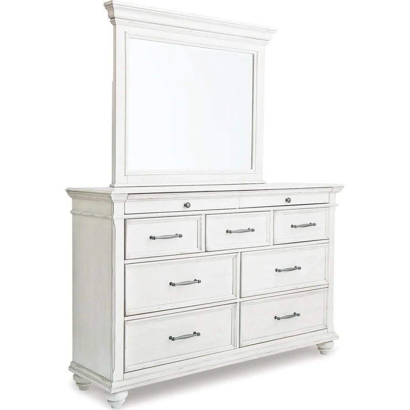 Kanwyn Dresser and Mirror - Whitewash