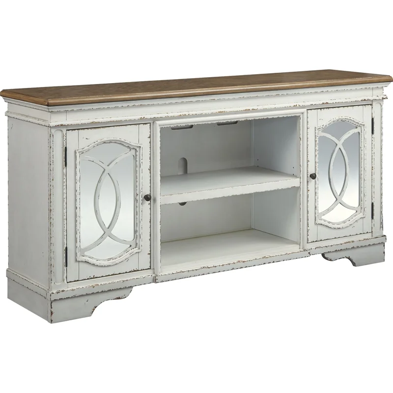 Realyn TV Stand - Chipped White