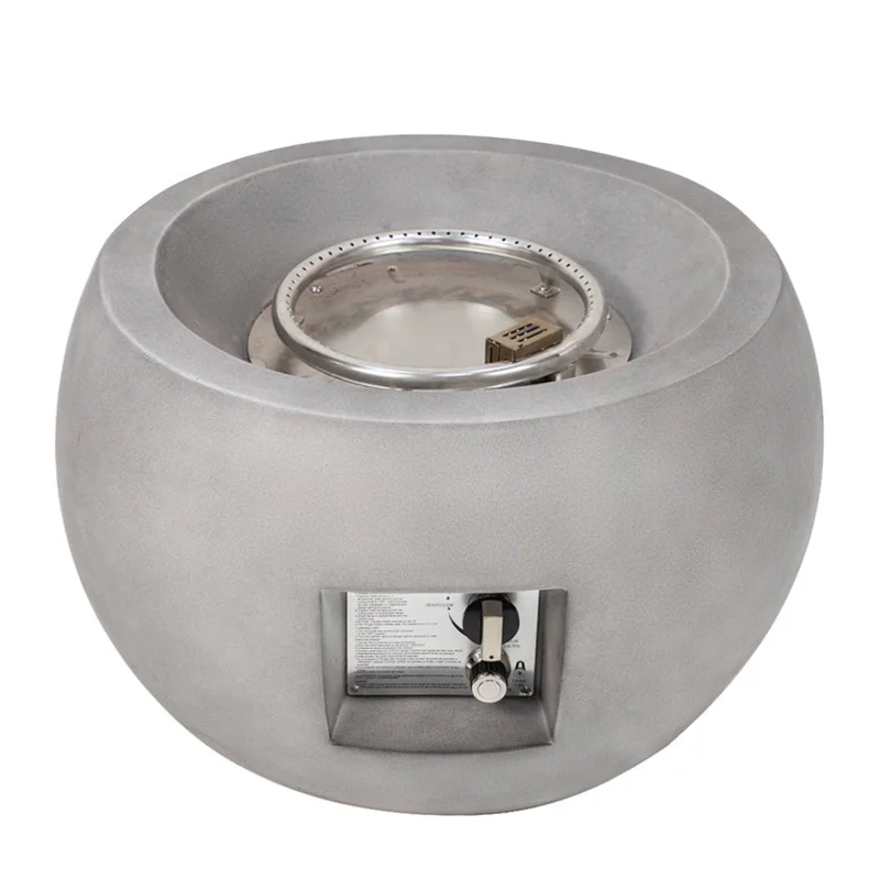 16" Modern Grey Round Propane Gas Fire Pits for Outdoor