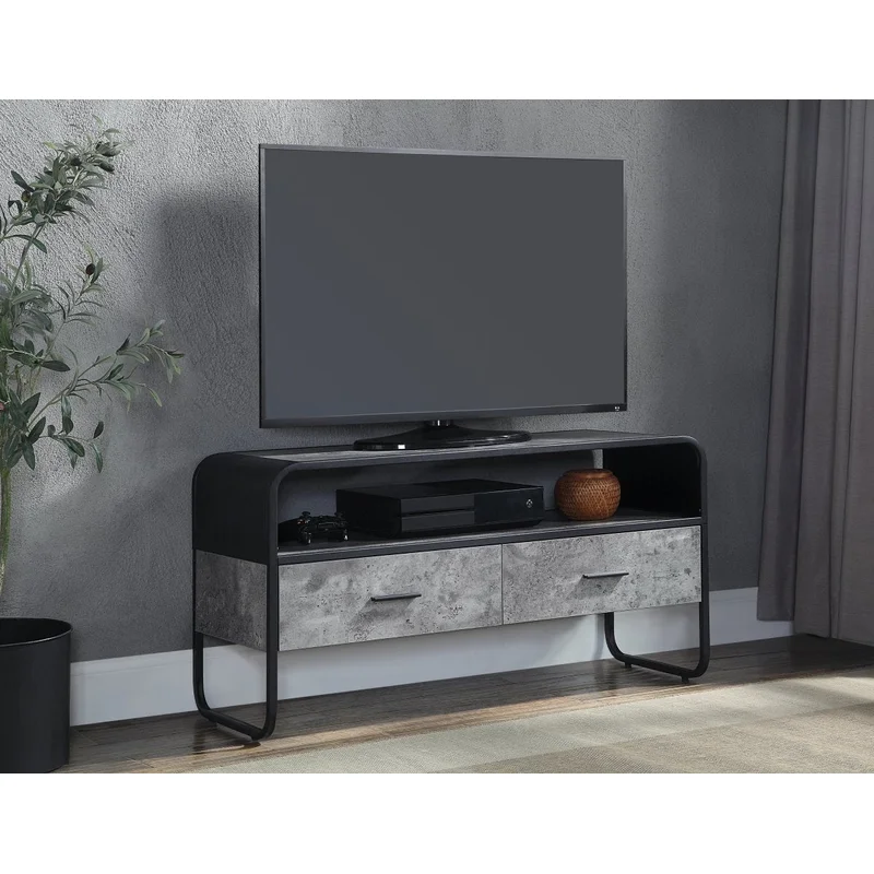 ACME Raziela TV Stand Concrete Gray & Black Finish LV01143