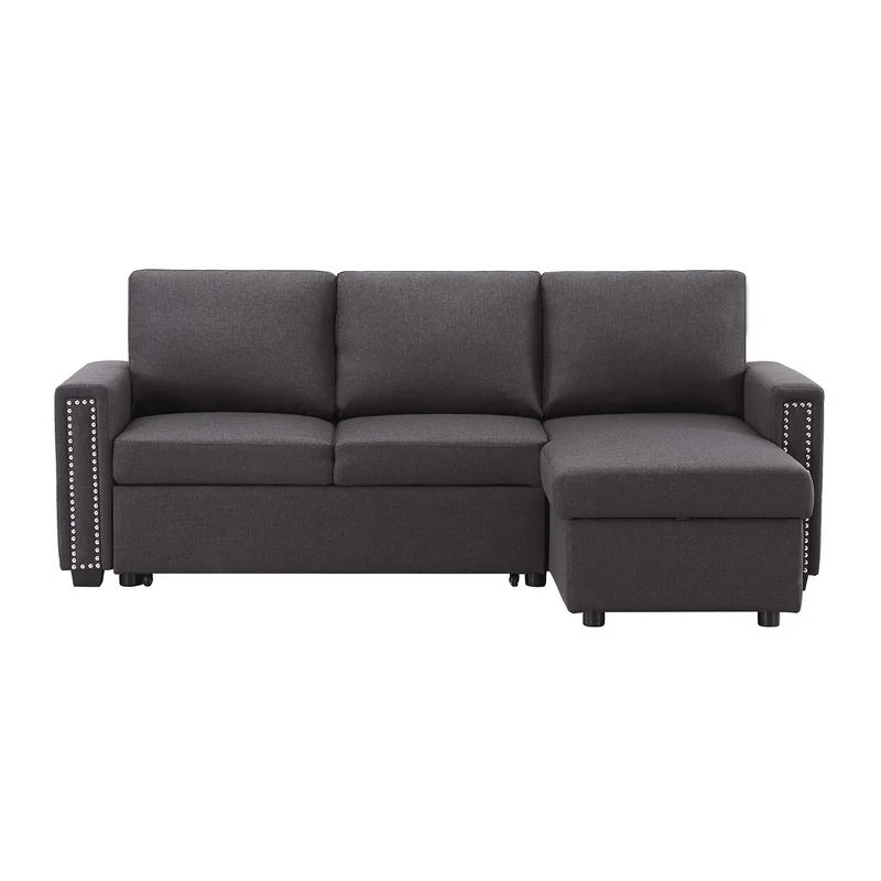 Orisfur. 83" Pull Out Sleeper Sofa Reversible L-Shape 3 Seat Sectional Couch with Storage Chaise for Living Room Furniture Set