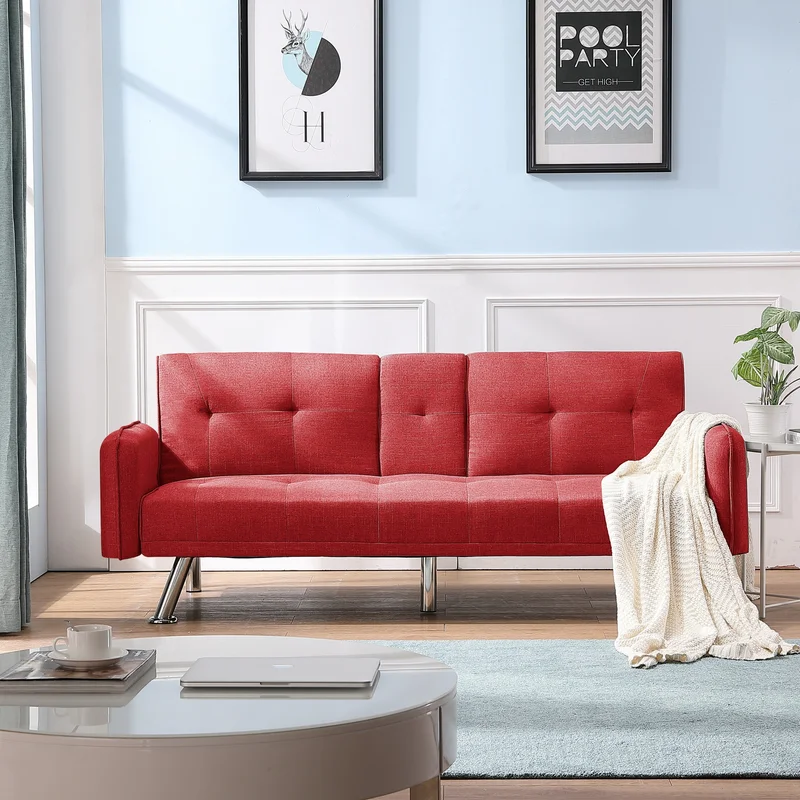SLEEPER SOFA RED COLOR FABRICsame as W22339670Size difference See Details in page.