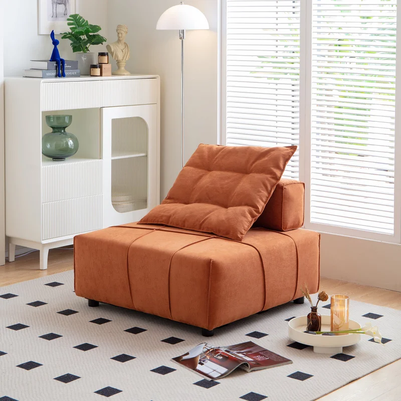 [VIDEO provided]Modular Sectional single sofaArmless Chair with Removable Back Cushion -33.1"for living room