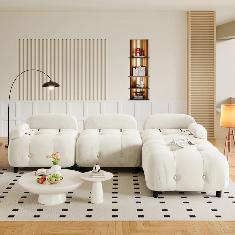 U_STYLE Upholstery Modular Convertible Sectional Sofa L Shaped Couch with Reversible Chaise